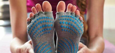 Chaussettes de yoga et de pilates avec poignées antidérapantes colorées pour femme, Bleu layette, Taille unique
